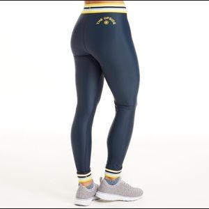 SoulCycle yellow rainbow elastic midi legging, S